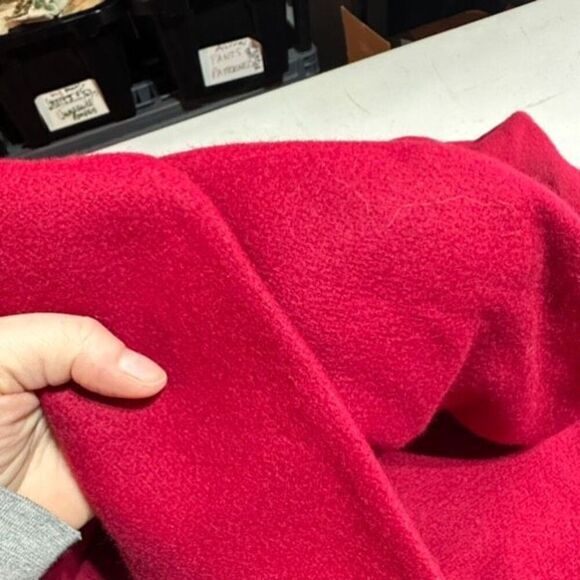 Vintage 80s Komitor Women's Wool‎ Blend Back Buttons Longline Coat Red Large/XL - Picture 15 of 15
